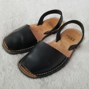 PONS Women's Black Leather Slingback Sandals